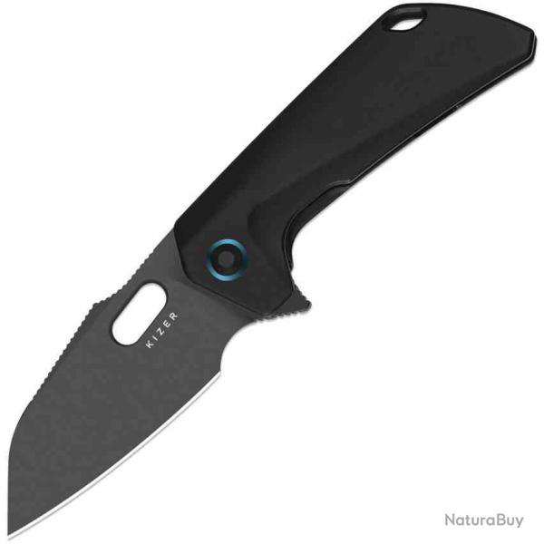 Couteau Kizer Takahe Black Lame Acier S35VN Matte Manche Titane Noir Frame Lock KI3701A2