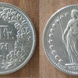 Suisse 1 Franc 1971 Piece Francs