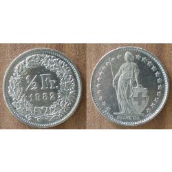 Suisse 1/2 Franc 1982 Piece 50 Rappens Francs