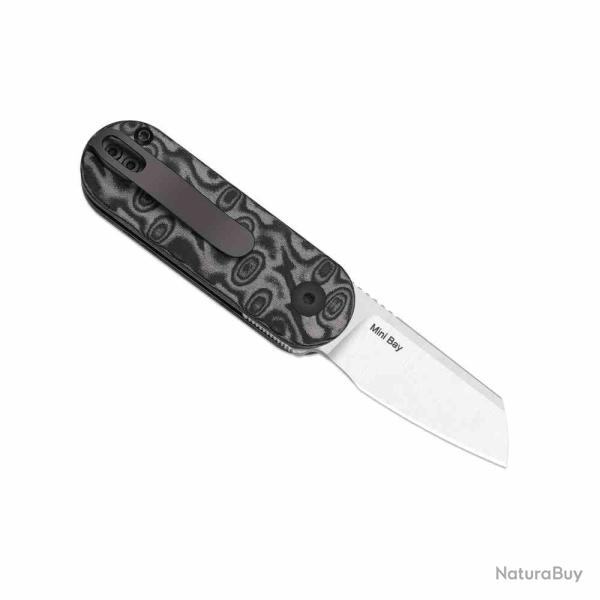 Couteau Kizer Mini Bay Lame Acier 14C28N Satin Manche Micarta Vortex Gris Slip Joint KIV2583A6