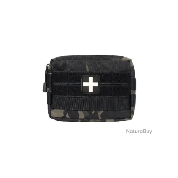 Sacoche tactique 2 polyvalente et multifonctionnelle - Camo Noir - avec patch N/B - Liv. gratuit