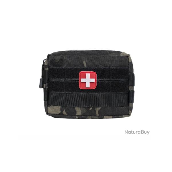 Sacoche tactique 2 polyvalente et multifonctionnelle - Camo Noir - avec patch R/B - Liv. gratuit