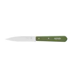 Opinel 113 Couteau d'office crant&eacute; - manche bois couleur kaki