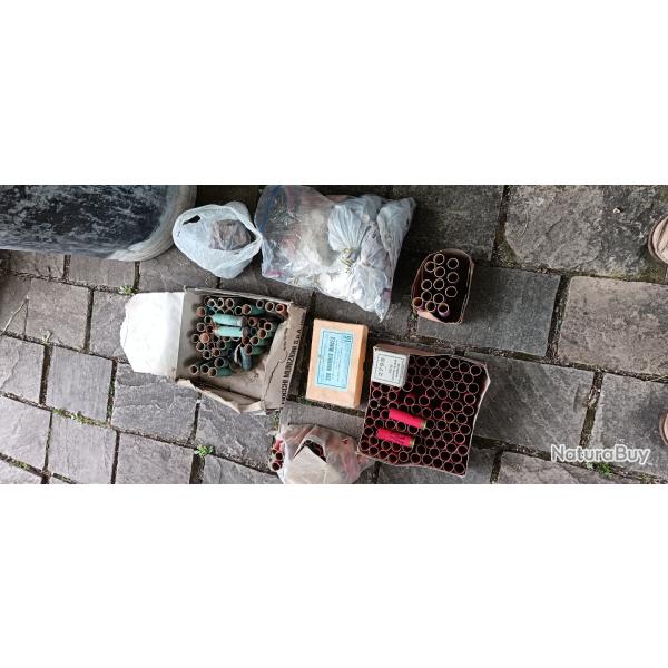 Lot rechargement ancien calibre 16 douille carton gevelot