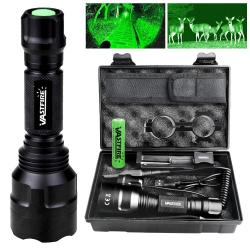 Lampe Tactique 2000 Lumens Fusil Rail 20mm Interrupteur Pression 18650 Chargeur Lumi&egrave;re Verte