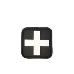 Patch M&eacute;dical - Croix Blanche/Noire - velcro - Livraison gratuite