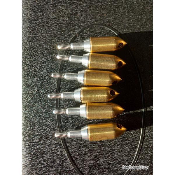 Lot de 6 pointes de fl�ches alu cuivre chasse