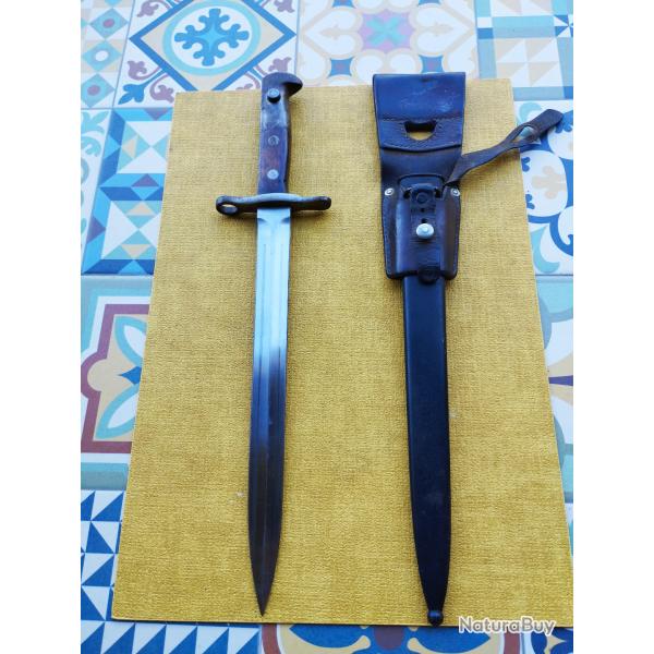 baionnette Suisse ELSENER SCHWYZ avec fourreau et porte fourreau