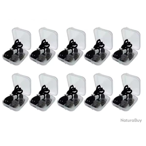 10 Paires de Bouchon d'oreille Noir