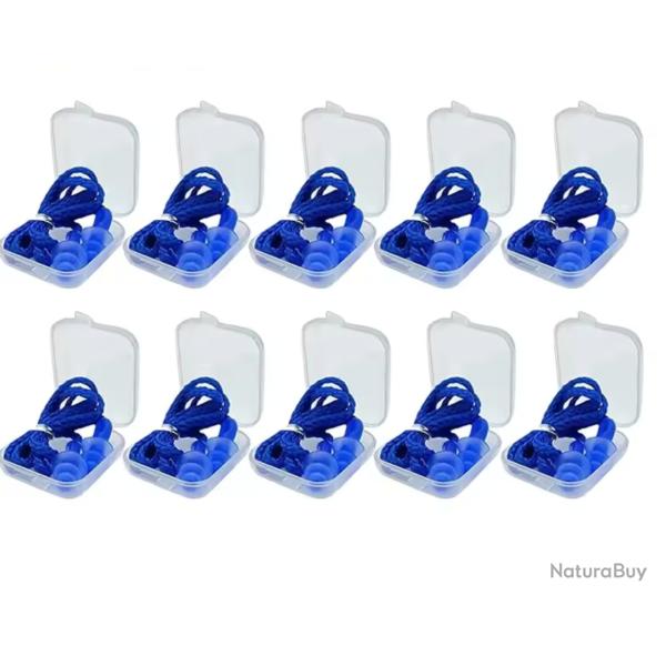 10 Paires de Bouchon d'oreille Bleu