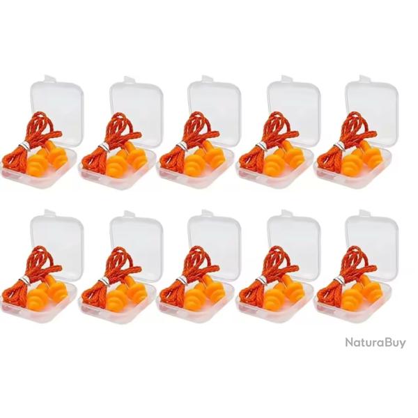 10 Paires de Bouchon d'oreille Orange