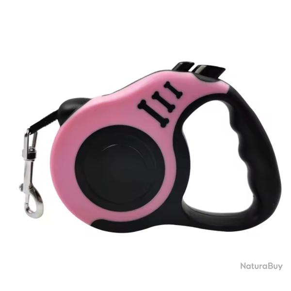 Laisse Automatique 5 m�tres pour chien Coloris ROSE