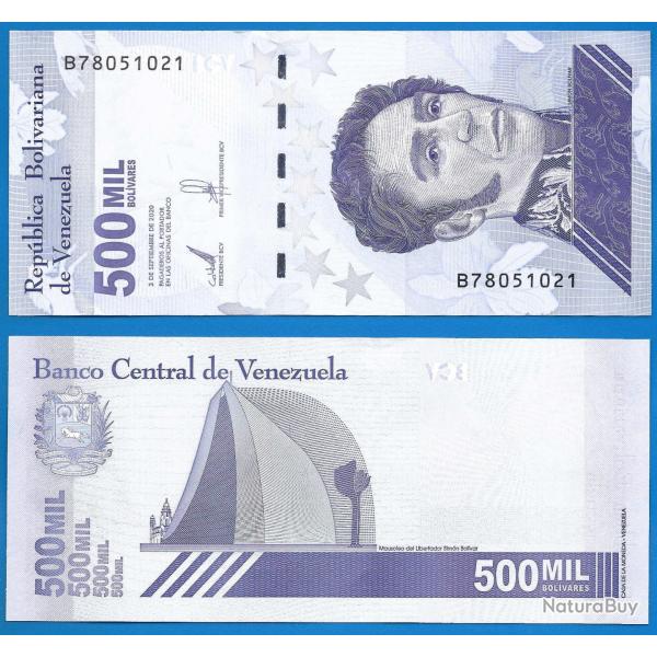 Venezuela 500000 Bolivares 2020 NEUF Billet Serie B Simon Bolivar