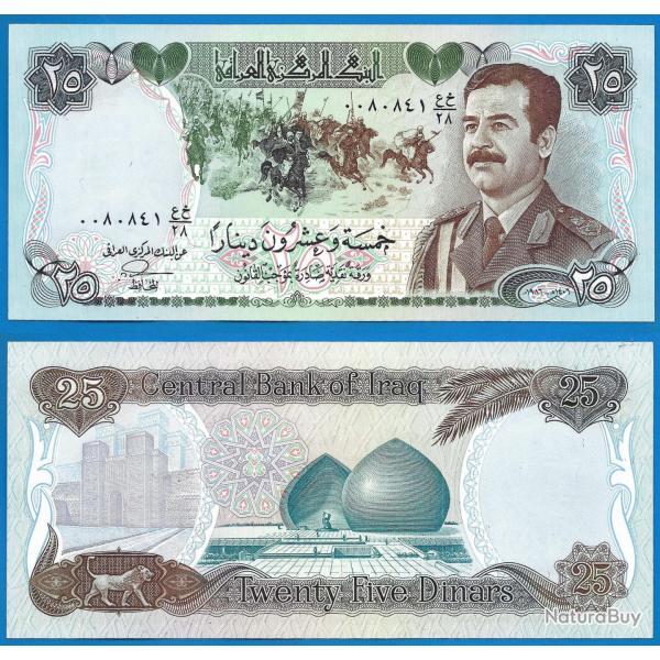 Iraq 25 Dinars 1986 Neuf Irak Billet Dinar Hussein