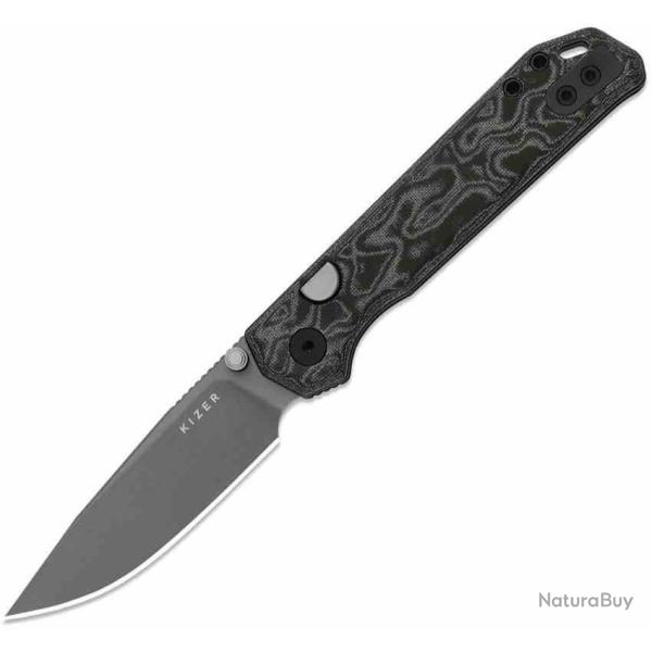 Couteau Kizer Begleiter 2.9 Lame Acier BD1N Manche Micarta Vortex Button Liner Lock  KIV34582BDA2