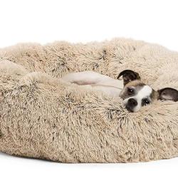 Panier pour Animaux, Coussin Doux et confortable BEIGE diam&egrave;tre 60 cm