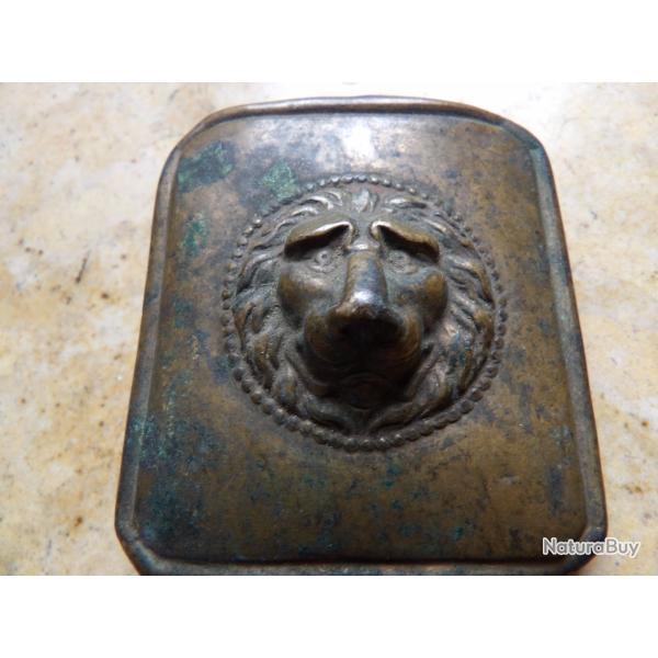 boucle laiton plaque ceinturon officier de chasseur � pied garde civique Belge Belgique 1850 1870