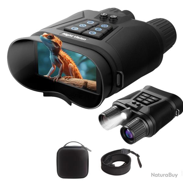 Jumelles Vision Nocturne 4K 600m IR 8X �cran 3" Batterie 5000mAh Chasse Surveillance Outdoor