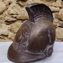 casque sapeurs pompiers 19 eme siecle , petit cimier en laiton superbe