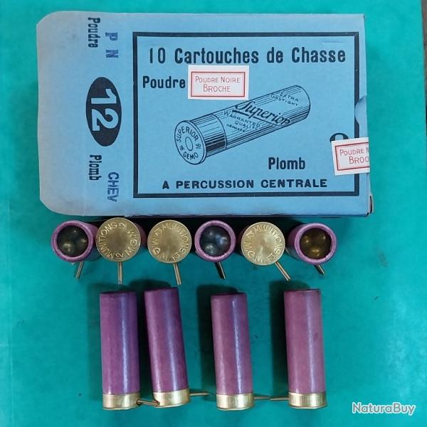 Bo�te de 10 cartouches � broche calibre 12 pour collection.