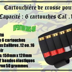 Cartouchi&egrave;re de crosse pour fusil de capacit&eacute; 6 cartouches calibre .12 ou .16