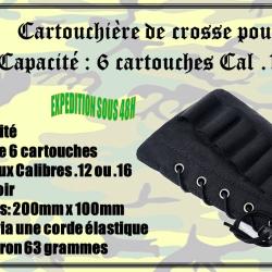 Cartouchi&egrave;re de crosse r&eacute;glable pour fusil de capacit&eacute; 6 cartouches calibre .12 ou .16
