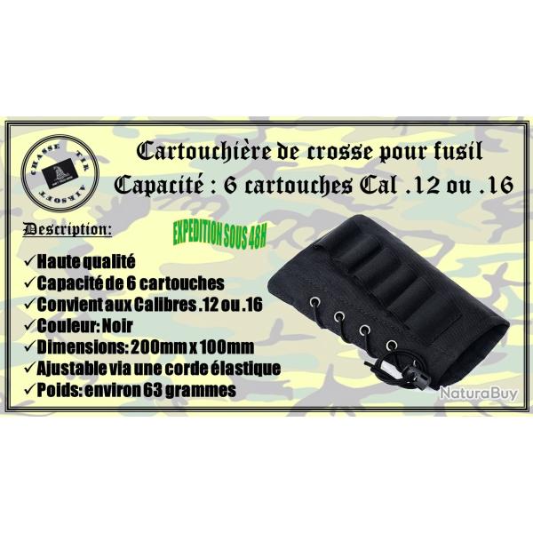 Cartouchi�re de crosse r�glable pour fusil de capacit� 6 cartouches calibre .12 ou .16