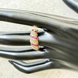 Bague bandeau or 18 carats rubis et diamants - taille 55