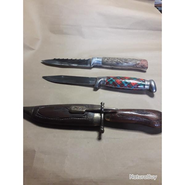 Lot de 3 couteaux fixes anciens