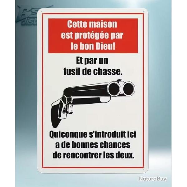 Plaque M�tallique Alu PROTECTION MAISON ENCHERE 1 EURO