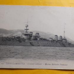 CARTE POSTALE&nbsp;GUERRE DE 14 : LEON-GAMBETTA , CROISEUR-CUIRASSE  , MARINE MILITAIRE FRANCAISE , ETAT