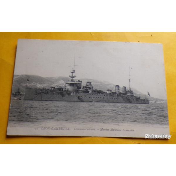 CARTE POSTALE�GUERRE DE 14 : LEON-GAMBETTA , CROISEUR-CUIRASSE  , MARINE MILITAIRE FRANCAISE , ETAT