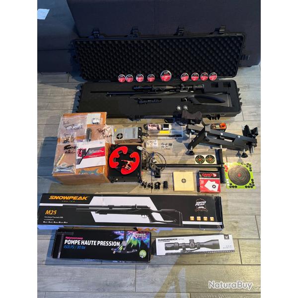 Snowpeak M25 PCP 5.5mm avec beaucoup d'accessoires. Compresseur, plomb, etc.