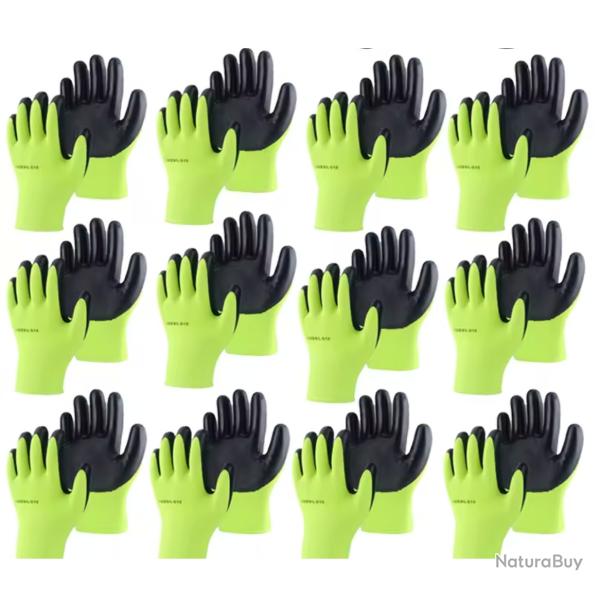 12 paires de gants de travail de s�curit� Jaune