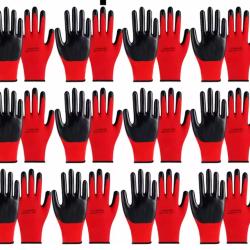 12 paires de gants de travail de s&eacute;curit&eacute; ROUGE
