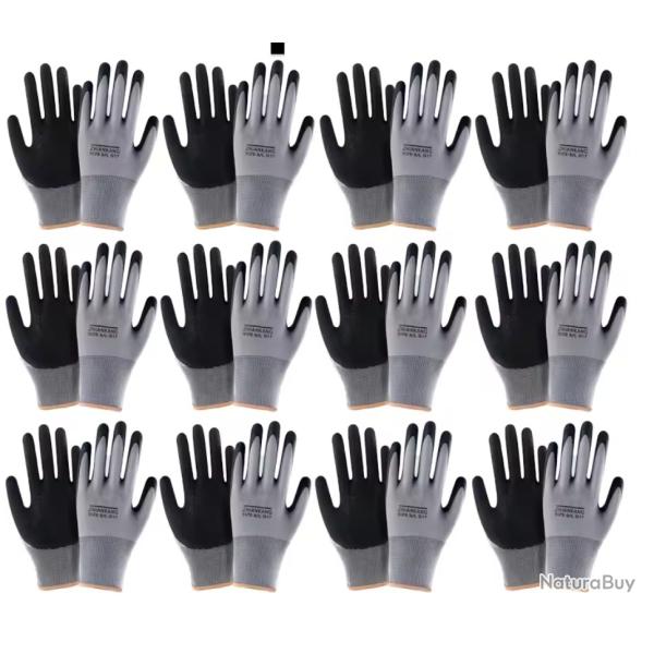 12 paires de gants de travail de s�curit� GRISE
