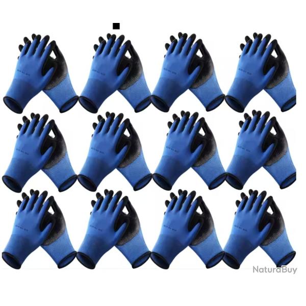 12 paires de gants de travail de s�curit� BLEU