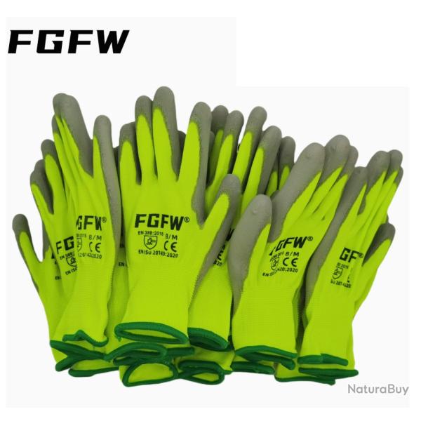 10 Paires de Gants de protection Durable Antid�rapant Normes EN 388/ISO20471 Taille XL