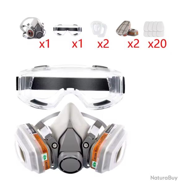 Pack Lunette et Masque de S�curit� Multi-Filtres 6200 Livr� avec 20 Filtres