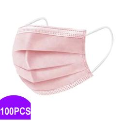 100 Pi&egrave;ces Masque Jetable 3 couches Coloris ROSE