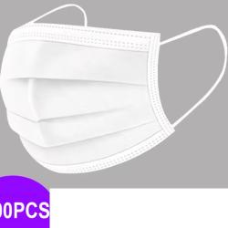 100 Pi&egrave;ces Masque Jetable 3 couches Coloris BLANC