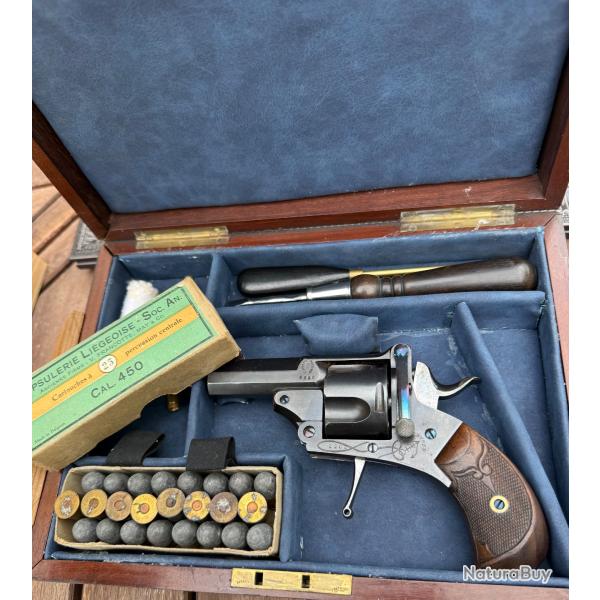 Exceptionnel revolver .450 AUGUSTE FRANCOTTE sous brevet COUNET � avec kit H&C !!