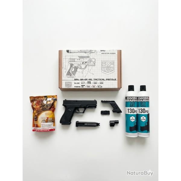 Pack Complet Airsoft GBB - SRU SR-GF/01 Tactical + Laser + Gaz + Billes