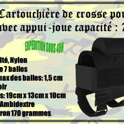 Cartouchi&egrave;re de crosse pour fusil avec appui-joue de capacit&eacute; de 7 balles