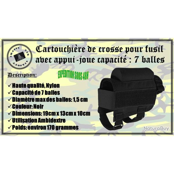 Cartouchi�re de crosse pour fusil avec appui-joue de capacit� de 7 balles