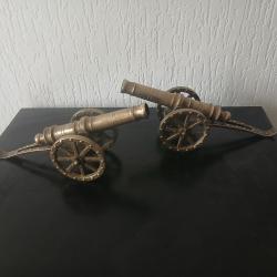 Paire de Canon d'artillerie miniature empire en bronze