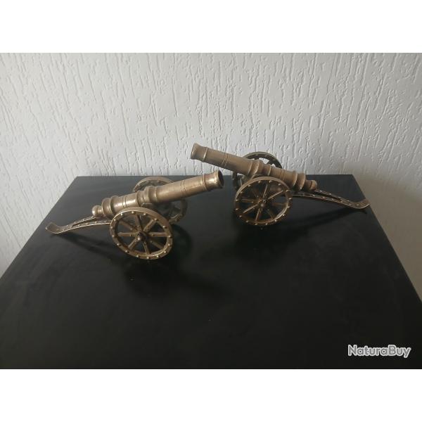 Paire de Canon d'artillerie miniature empire en bronze