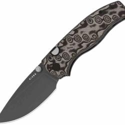 Couteau Kizer Glaux Lame Acier 14C28N Gray Manche Micarta Vortex NoirButton Liner Lock KIV3801A2