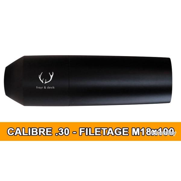 MODERATEUR DE SON FREYR&DEVIK 196 CAL.30 (30-06 / 308 / 7x64...) FILETAGE M18x100