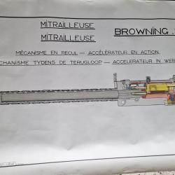Dessin technique originale - Mitrailleuse Browning 300 de 1947